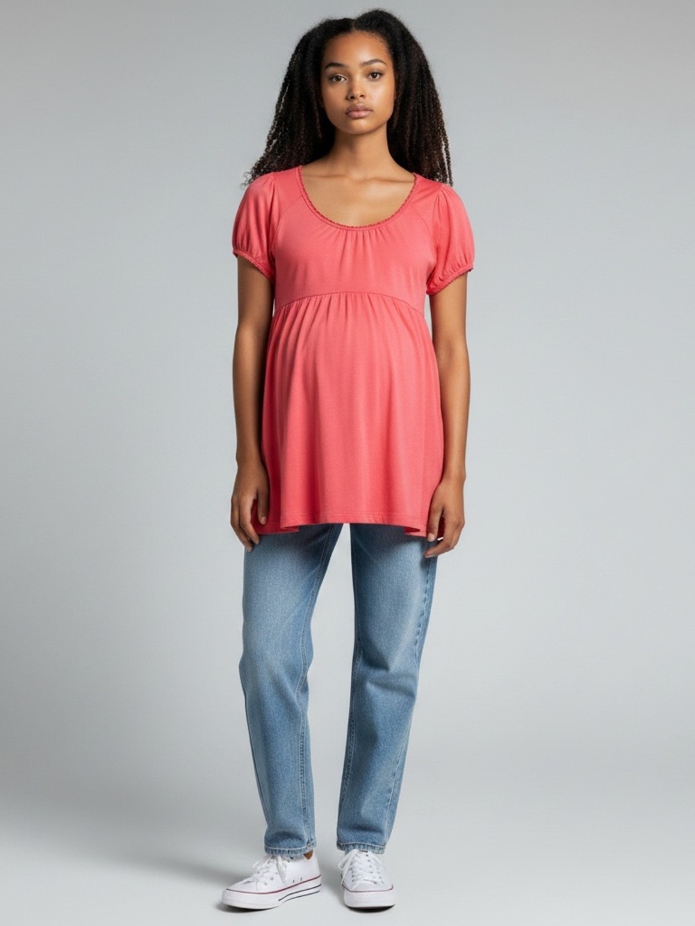 Maternity Mommy & Me M Coral Short-Sleeve 100% Cotton Top